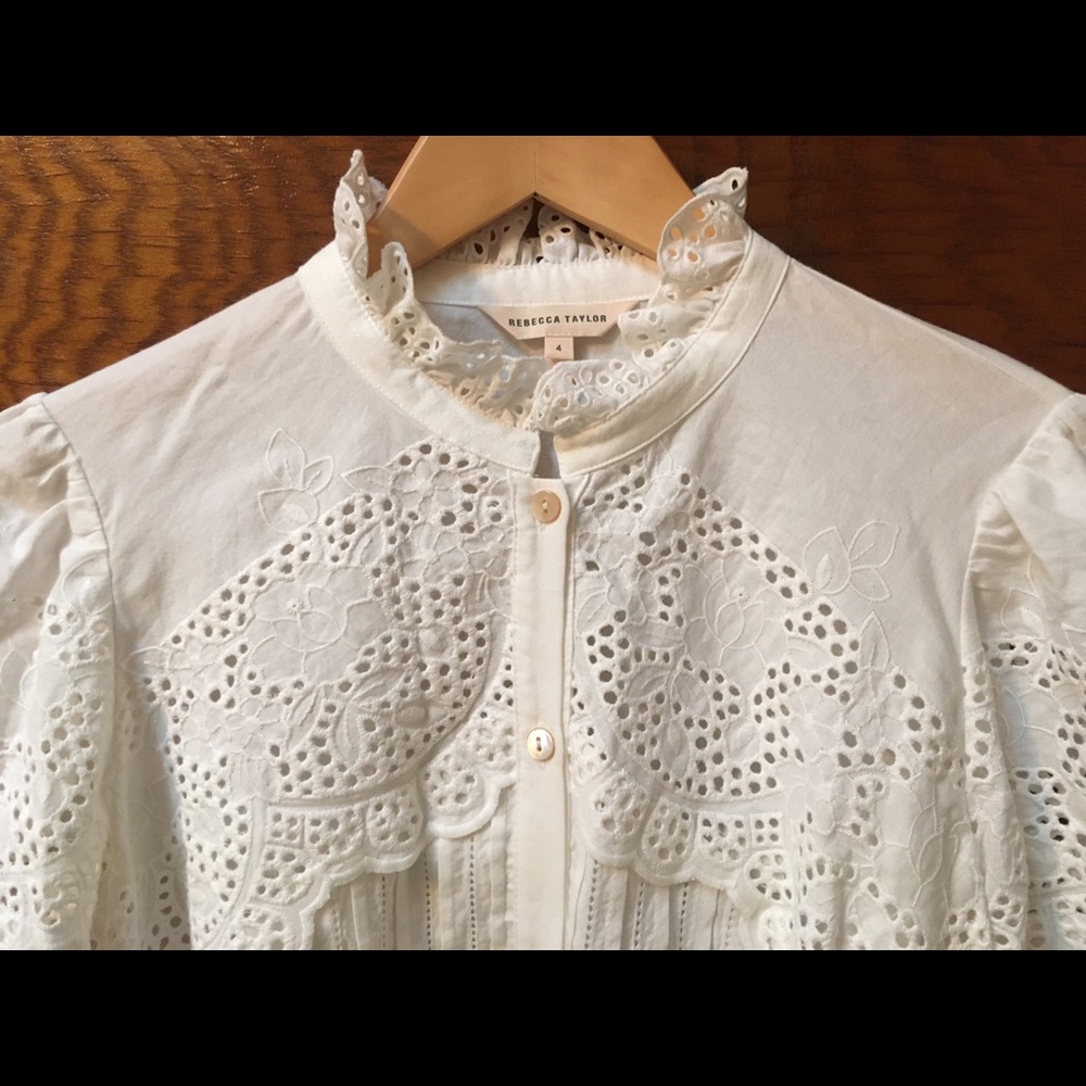Rebecca Taylor prairie eyelet blouse shirt 4